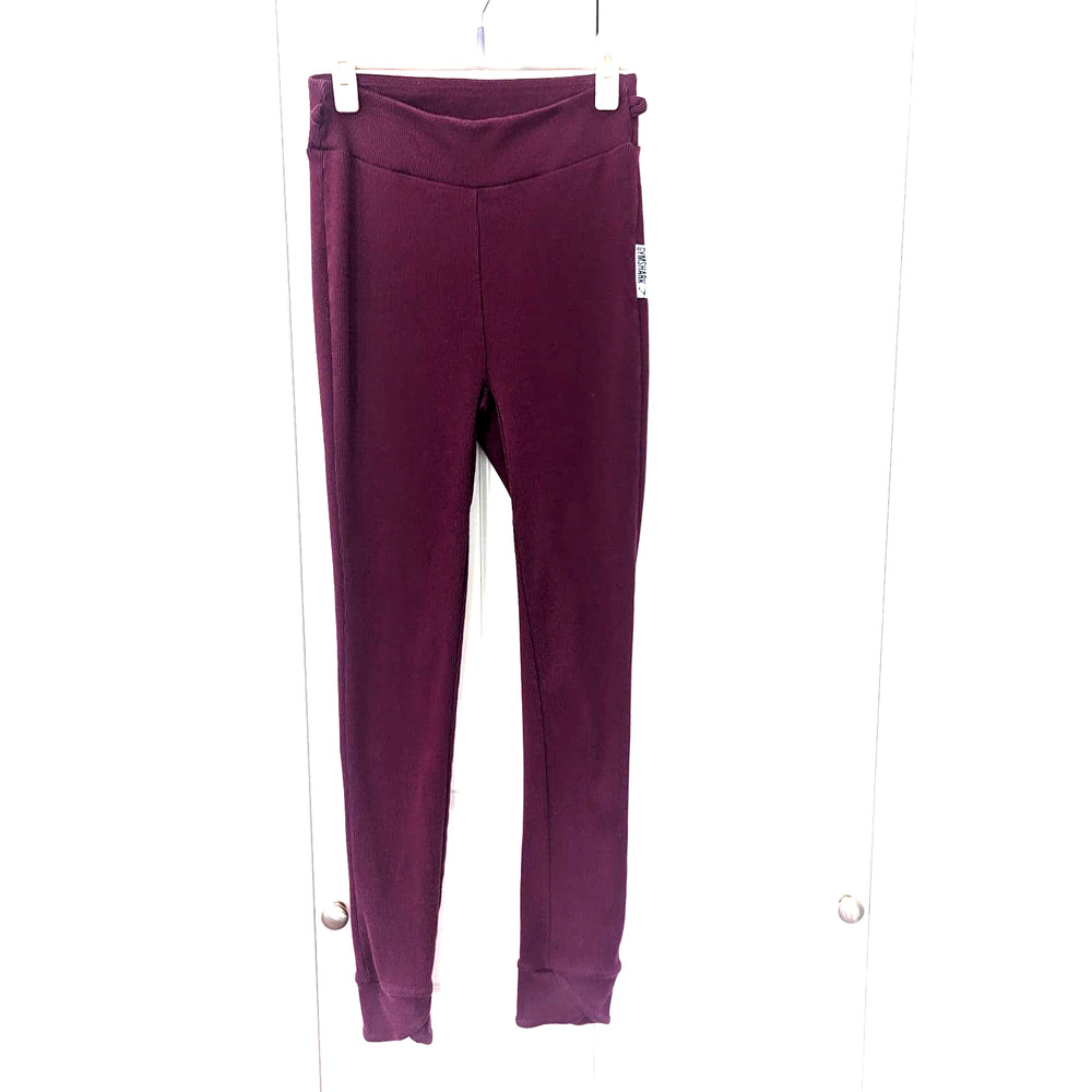 Gymshark Slounge Ribbon Ribbed Tulip Hem Leggings Burgundy maroon Sz M (Medium)
